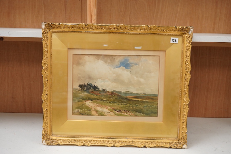 Wycliffe Egginton (1875–1951), Rural landscape, signed, label verso, watercolour, 25 x 35cm